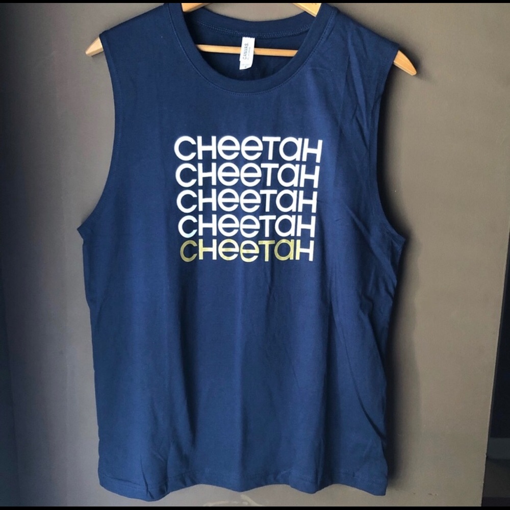 Rhinegeist Brewery Cheetah Muscle Tank Top Unisex Large Men’s Navy Blue lg